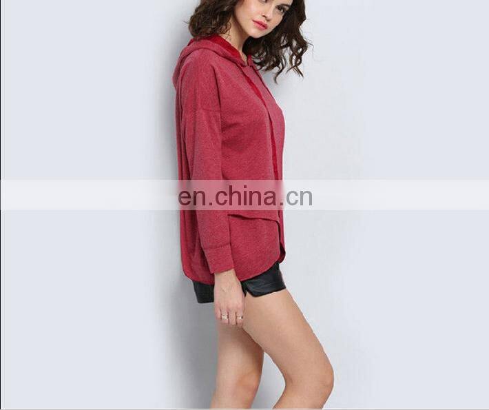 Autumn Fashion Women Irregular Hem Hoody Sweater Leisure Slim Hooded Sweatshirt