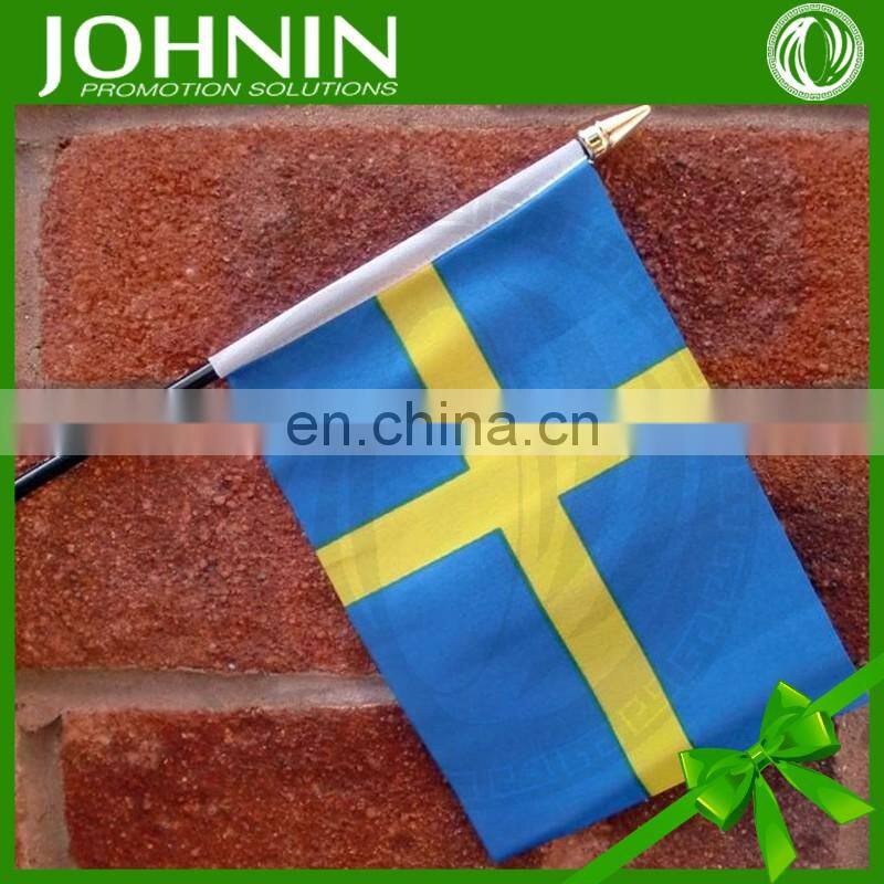 best welcomed top quality logo printed promotional waving hand flag