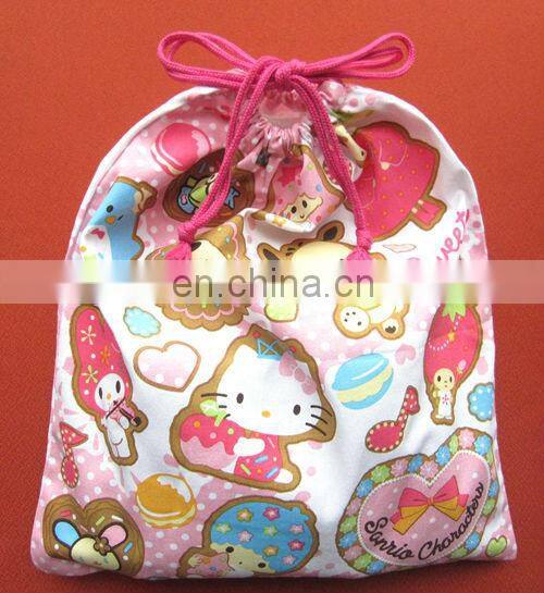 cute kitty foldable lunch bag cartoon drawstring bag portable gift bag shopping bag shoulder bag recycling handled nylon bag