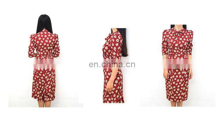 2015 summer western style women four-leaf clover chiffon dress