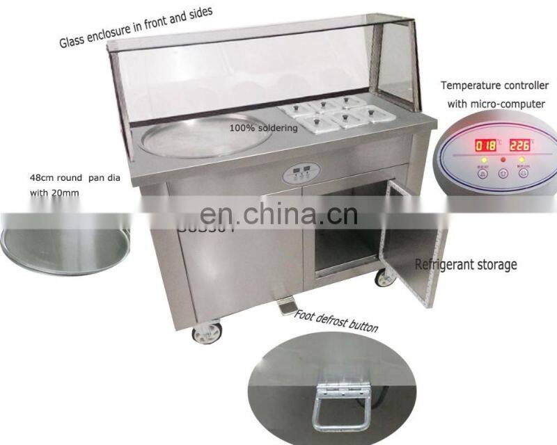Thailand double pans frying ice cream roll fried ice cream roll machine