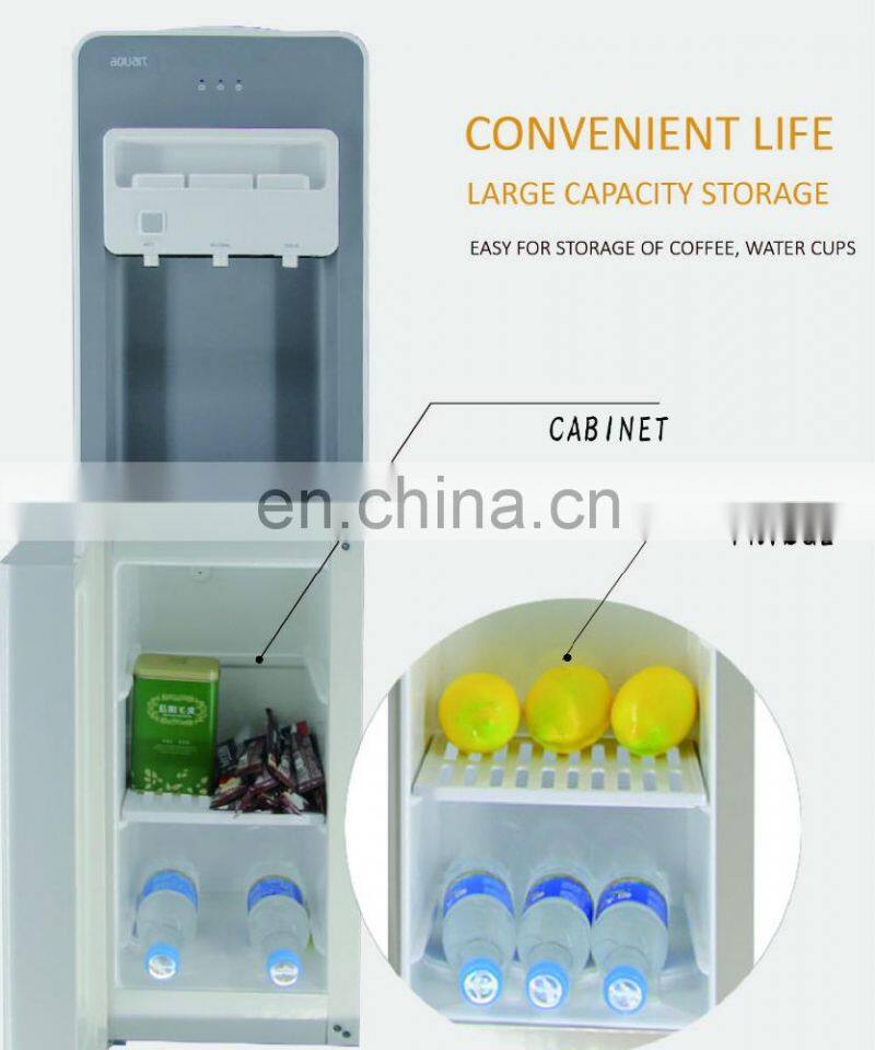 Electric  cooling standing water dispenser  with storage cabinet /Three taps standing water cooler for home