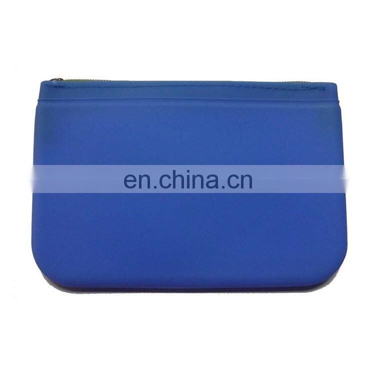 Factory Both Side Plain Design Zipper Cosmetic Purse Wallet Kids Pencil Case Silicone Bag