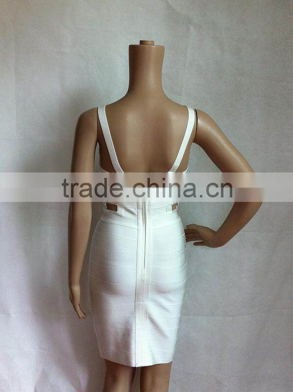 Summer dress Wholesale high quality sey and elegant fashion Ladies cutout strap black white red blue evening party bandage dress