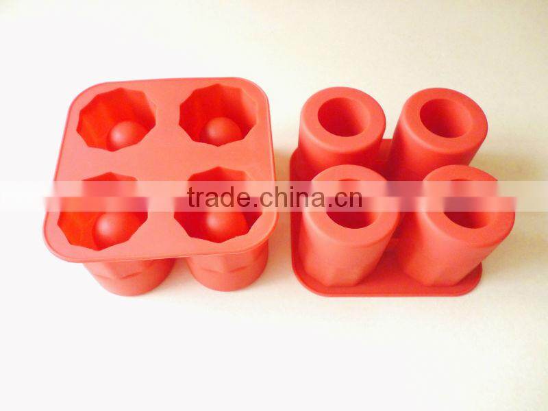 Silicone Ice Cup,ice shot glass,silicone 4 short glass ice cube