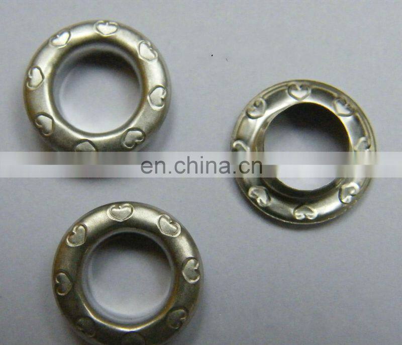 12mm good quality customized steel engraved metal 6mm top brass eyelets/grommets