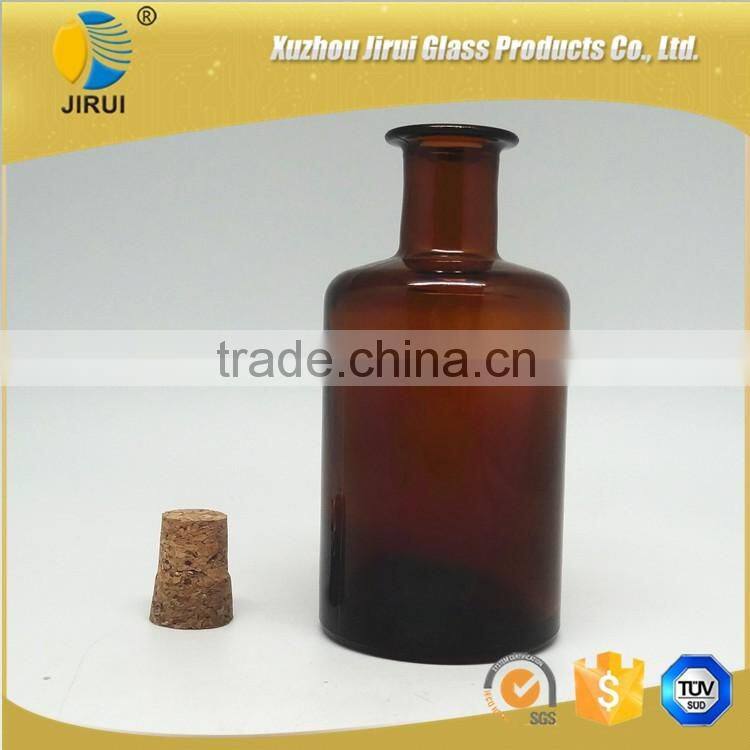 240ml amber color diffuser aroma glass bottles with wooden cork