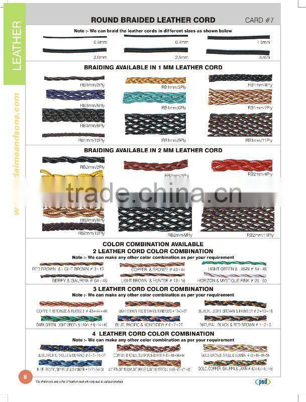 Round Braided Leather Cord Red Brown For Jewelry