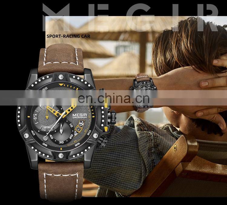 MEGIR 2130 Luxury Watches Online Fashionable Quartz Analogue Leather Band Waterproof Sport Men Wrist Watch