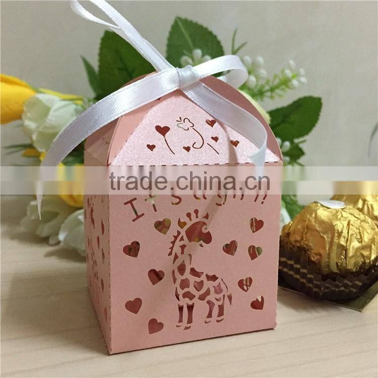 Cheapest Perfect Design Cute Animal Candy Gift Box Laser Cut in Pink Green