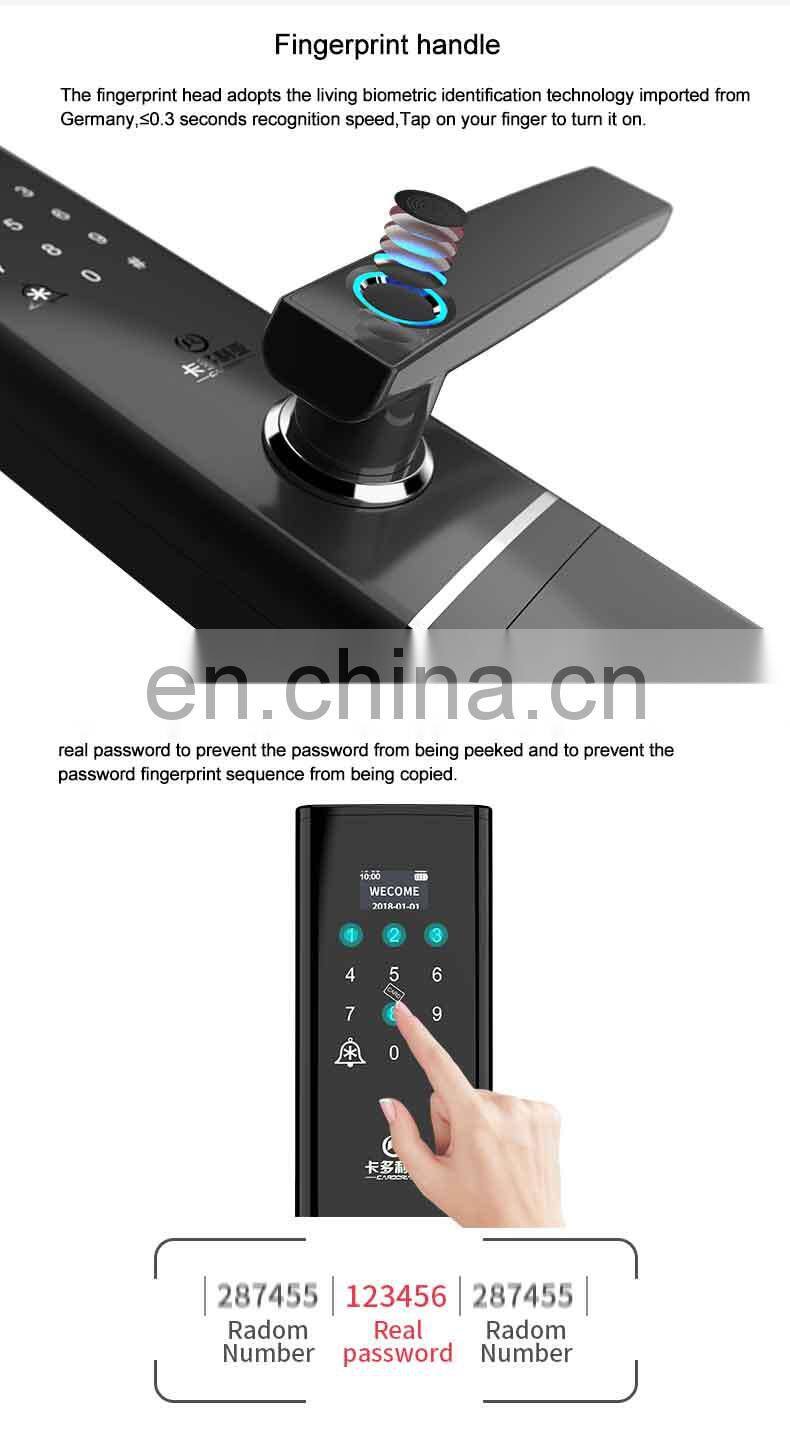 High Security Fingerprint Keypad Smart Door Lock unlock with Code, Card, Fingerprint ,handle and key