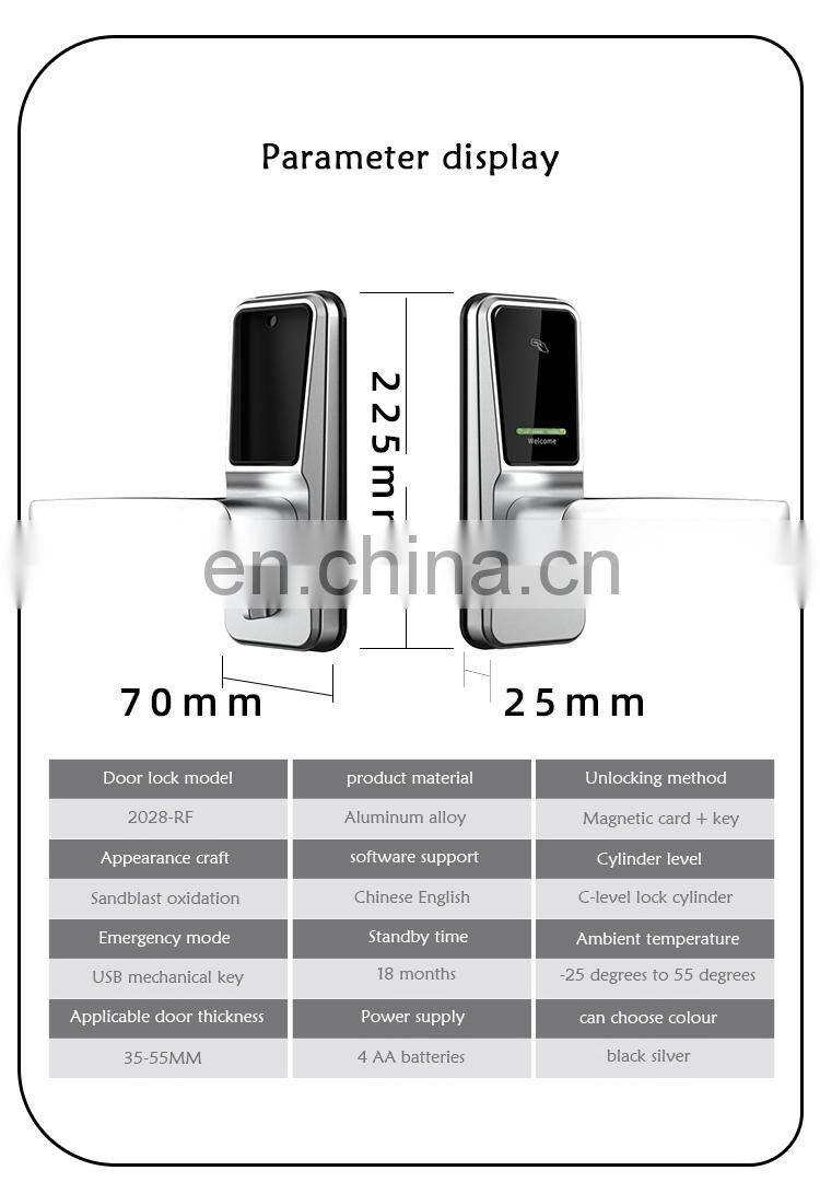 Factory Wholesale Popular Office Keyless Smart Rfid Card System Electronic Key Digital Smart Price Hotel Door Lock Manufacturer