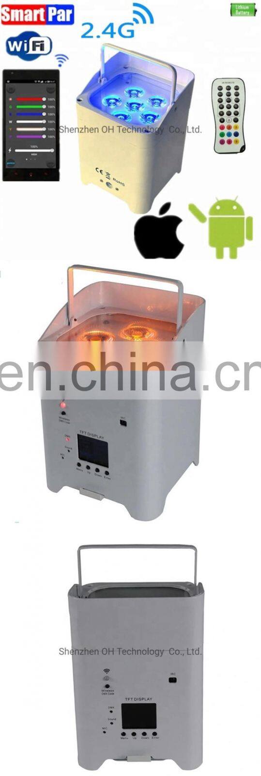 Wireless Battery Powered LED Uplight 6*18W RGBWA Disco LED Mini PAR Uplight