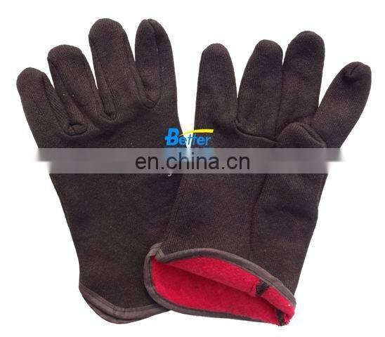 Oil and Gas Industry Men Knit Wrist Brown Jersey Cotton Construction Gloves,Warm Cotton Gloves