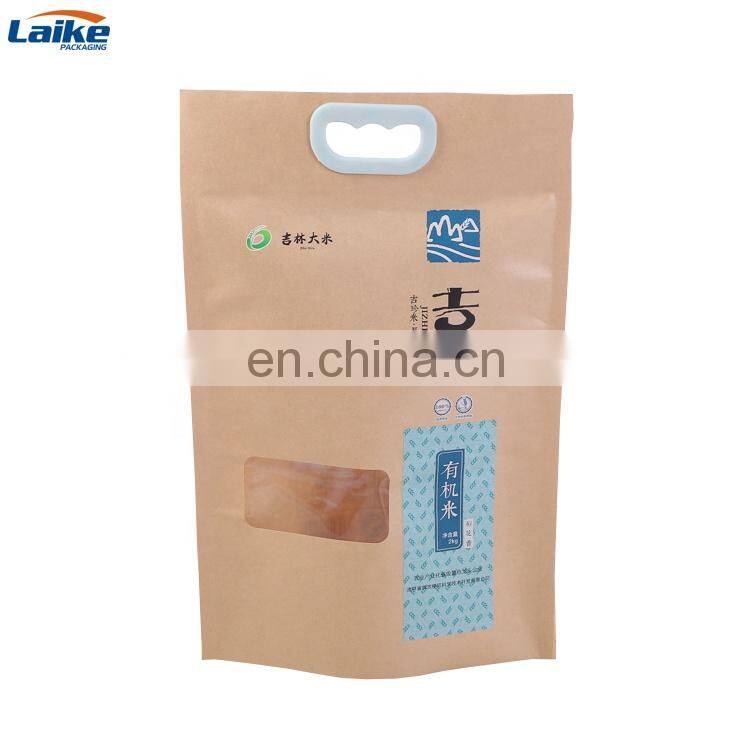 Food grade Laminated plastic gravure printing basmati rice packing bag 1kg 5kg 10kg with handle