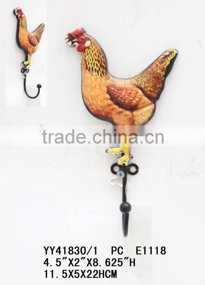 New design embossed cock shape metal hook