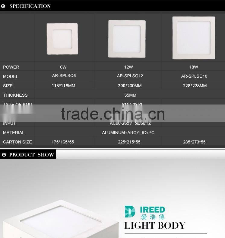 100-240v Square Led Ceiling Panel Light surface mounted Energy Saving Ultra Thin and Bright