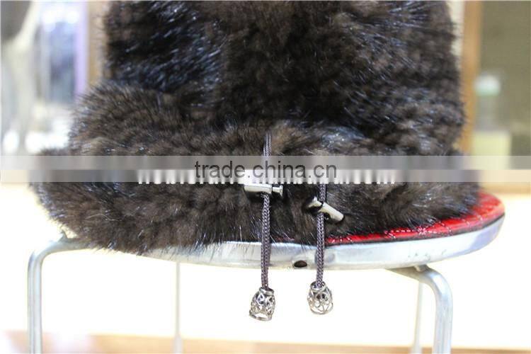 New Fashion Neck Warm Winter Hats Ladies Real Natural Mink Fur Knitted Hats Caps