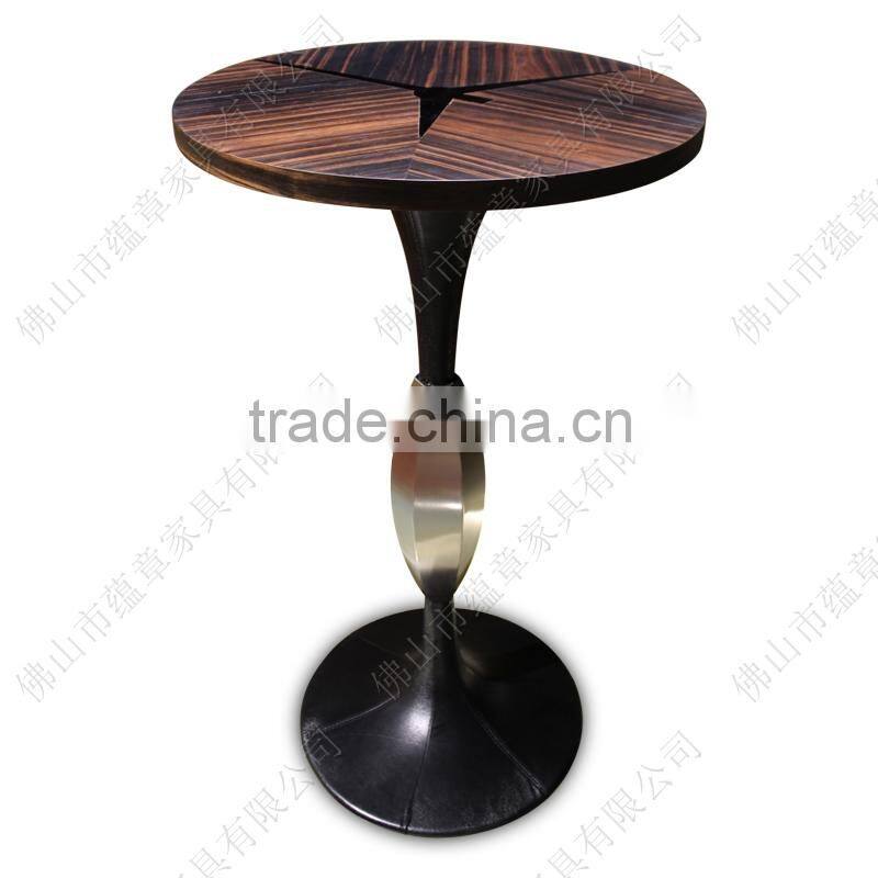 Latest design Stainless steel high bar table with wooden top