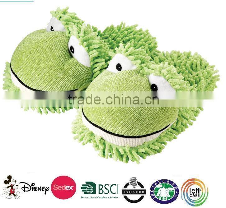 plush slipper/plush animal slippers/plush frog slippers