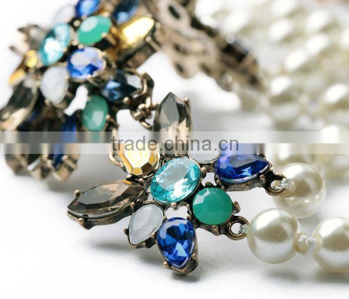 Bridal Jewelry Elegant Diamante Fashion Pearl Chain Necklace