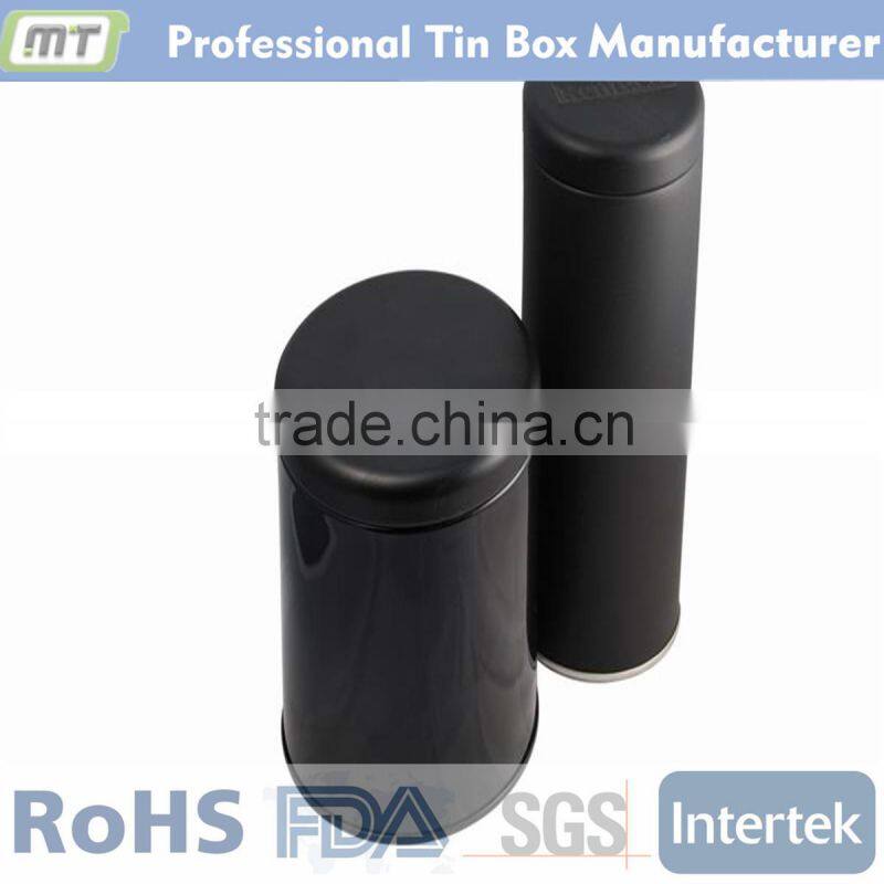 round tin canister for Christmas, tin canister