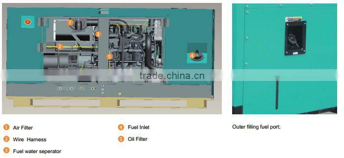 silent generators for sale,60Hz 4 cylinder water cooled generator with CUMMINS NTA855-G1B