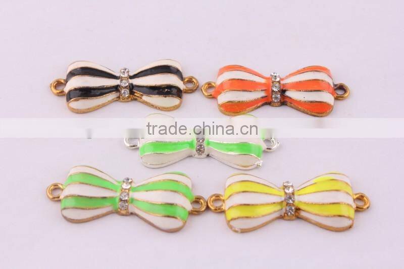 2014 bow crystal rhinestone connector charms ! wholesale alloy glitter silver Connector for bracelet making!!