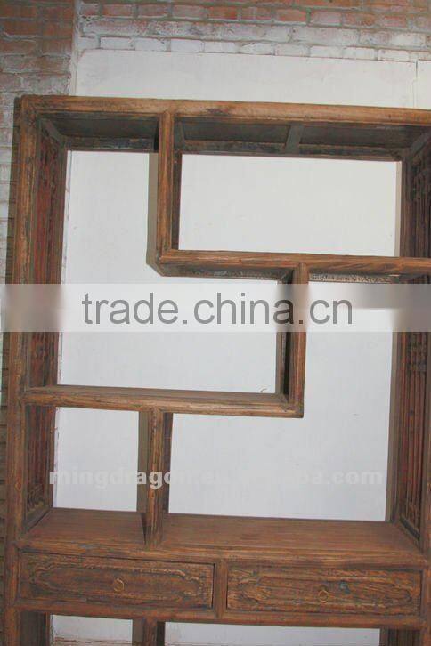 Chinese antique furniture elm wood bookshelf