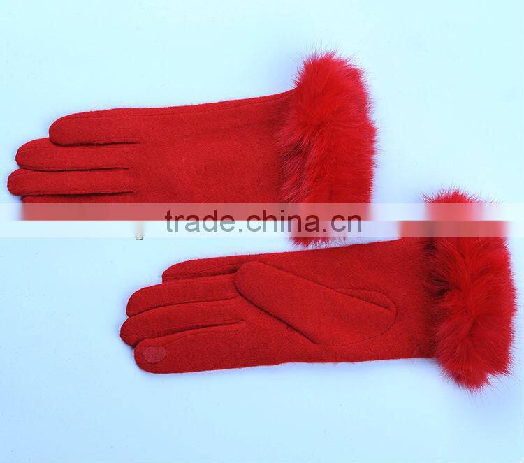2014 fashion new design pretty lovely cute ladies wool gloves