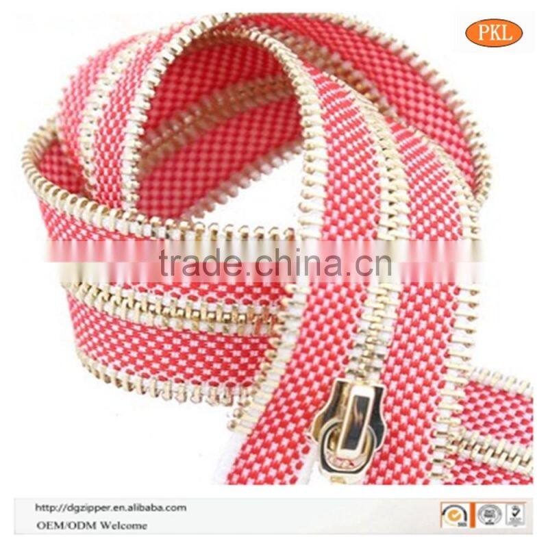 single/double pull metal four row teeth zipper for garment decorative zipper