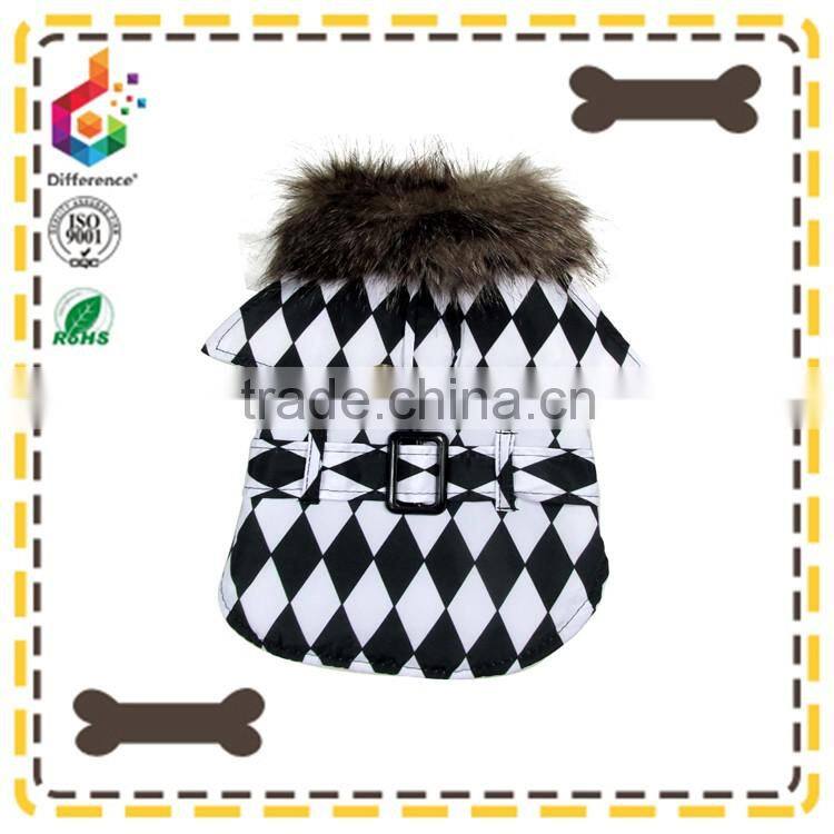 Pet warm coat with checks