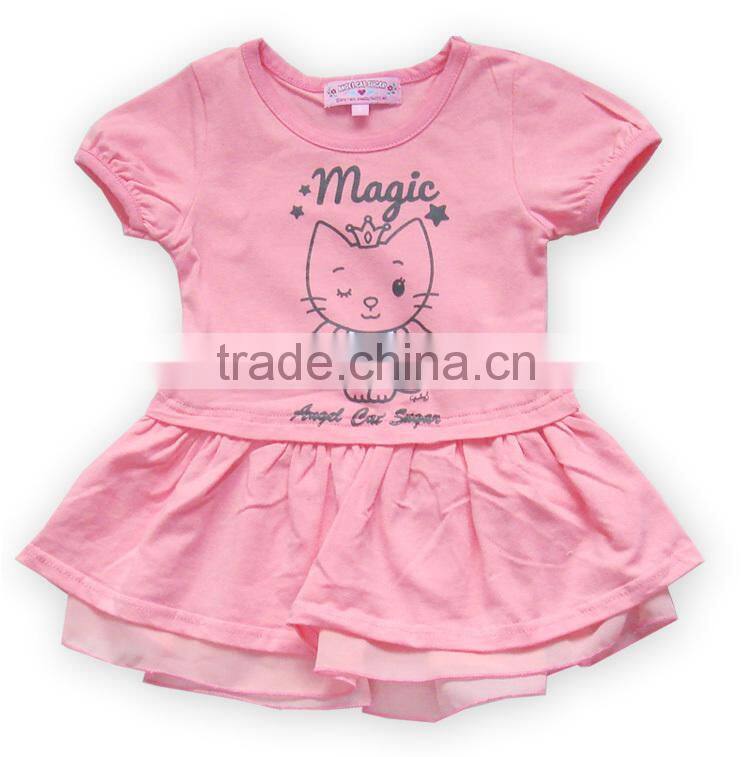 SUMMER GIRL'S DRESS 100 % COTTON. SHORT SLEEVE GIRLS DRESS OEM/ODM TOP BRAND