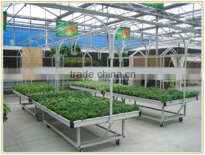 platform structure show bench with hanging shelf