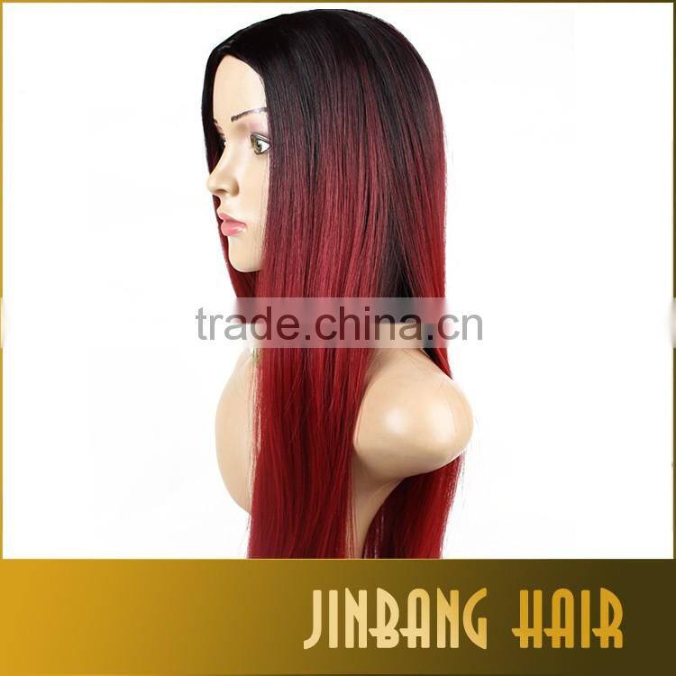 Black Burgundy Ombre Long Straight Lolita Cosplay Wig For Fashion