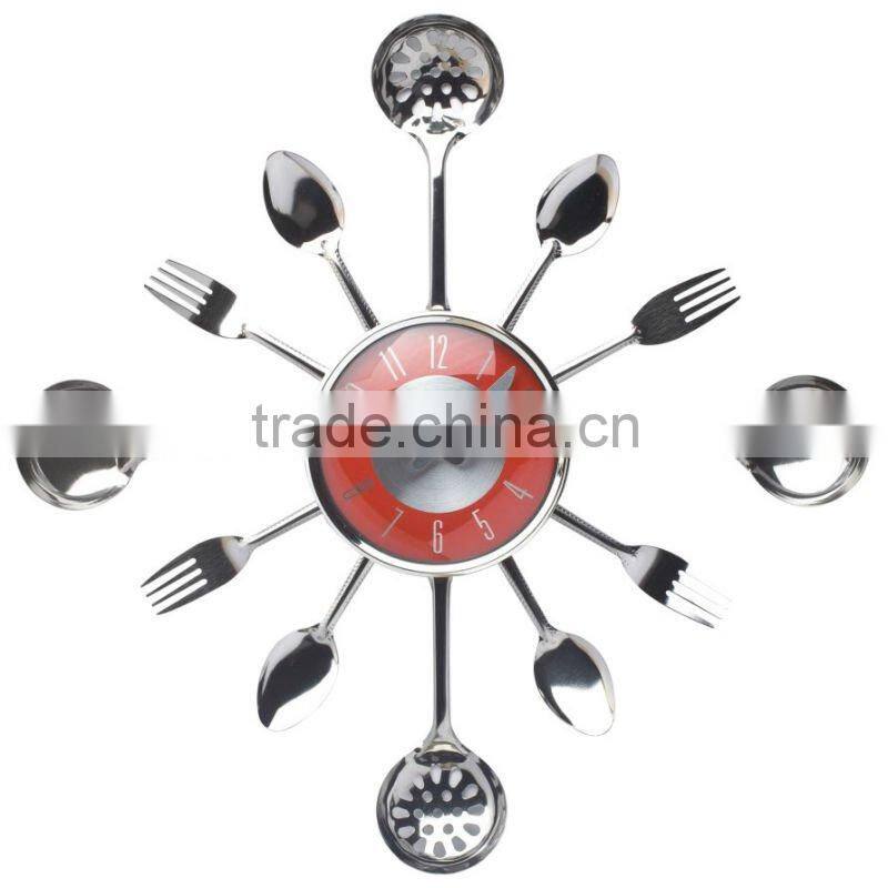 Metal Kitchen tools wall mounted clock, decorative wall clock