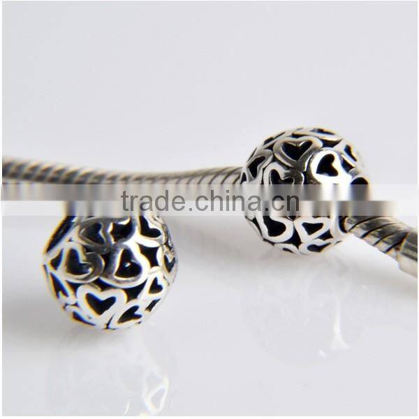 Popular 925 sterling silver oxidized charm beads