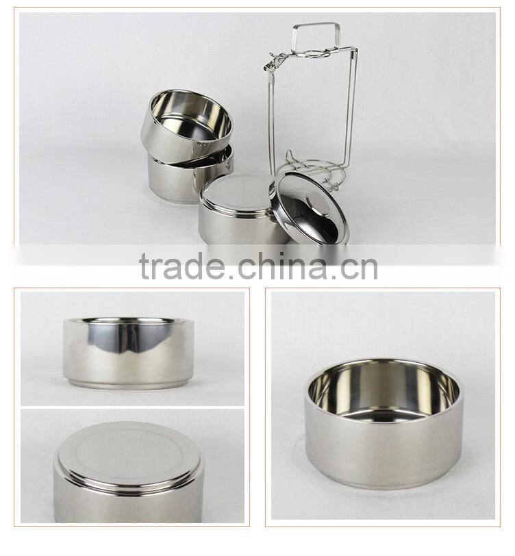 Allnice 3 tiers hot sale protable thermal food grade stainless steel lunch basket/lunch box