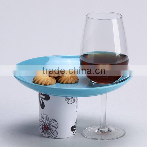 100% Melamine Plastic Wine Glass Holder Plate