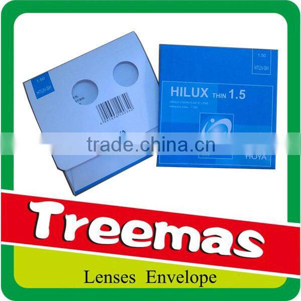 Lenticular aspherical padded optical lens premium envelope package for lens with holes for sticker