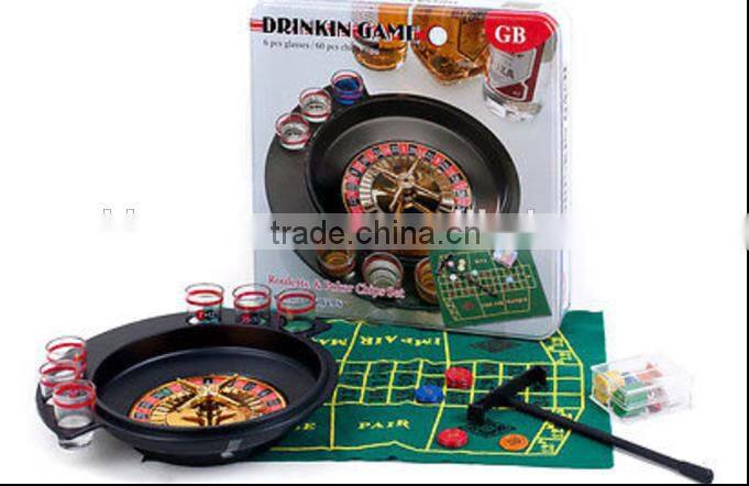 Hot Selling Roulette wheel drinking game with 6 shot glaeese