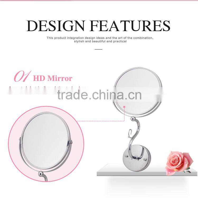 Chrome free standing round makeup cosmetic mirror