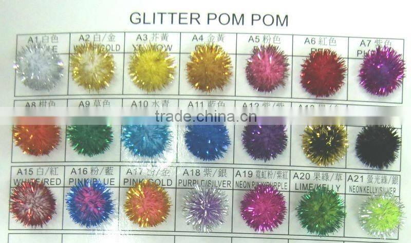 Sparkle,Tinsel and Glitter Pom Poms for Educationl Kit for kids crafts