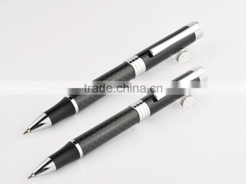 metal cecrable etching carbon fiber ball pen with spring inside TC-CF005