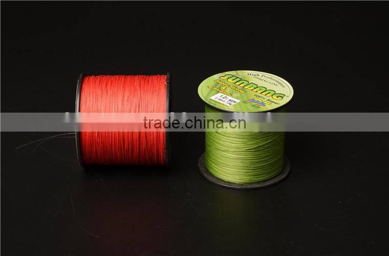 China supplier 4/8 strand 300M multifilament pe fishing line yellow/orange,braided wire