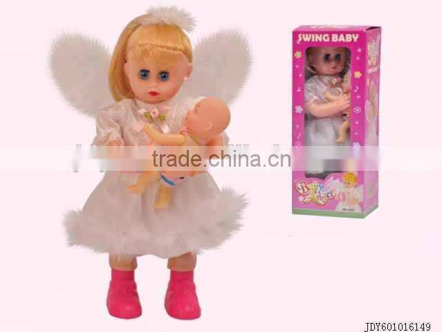 Hot sale electric lovely angel baby doll with rocking chair & phone musical toy