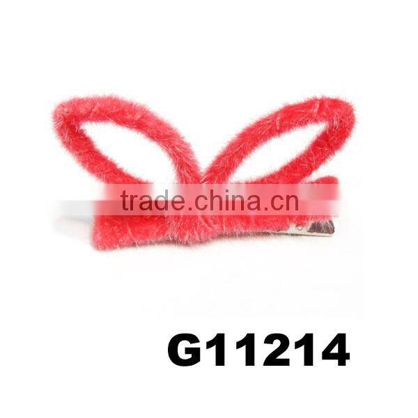 custom fur rabbit ears kids baby hair clips wholesale china