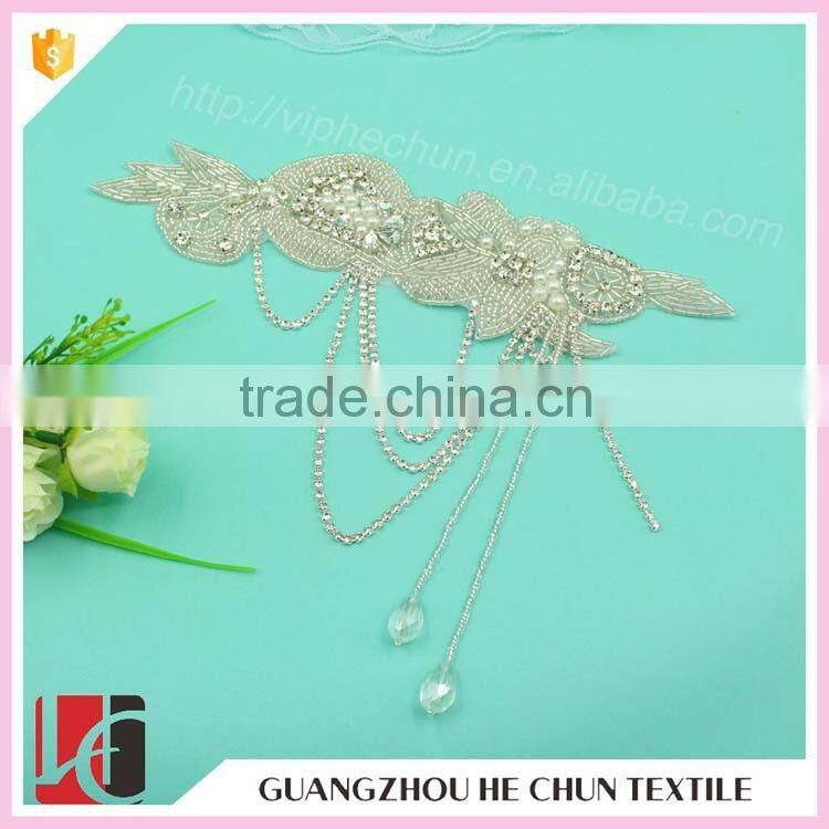 HC-3591 Hechun New Fancy Design Sewing Bling Bead Crystal Applique for Bride