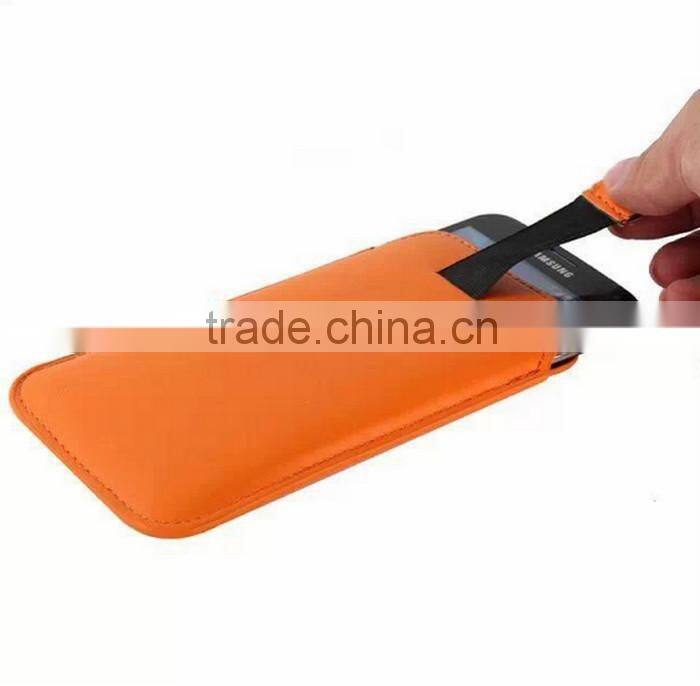 Hot selling fashion leather mobile phone pouch case in Dongguan