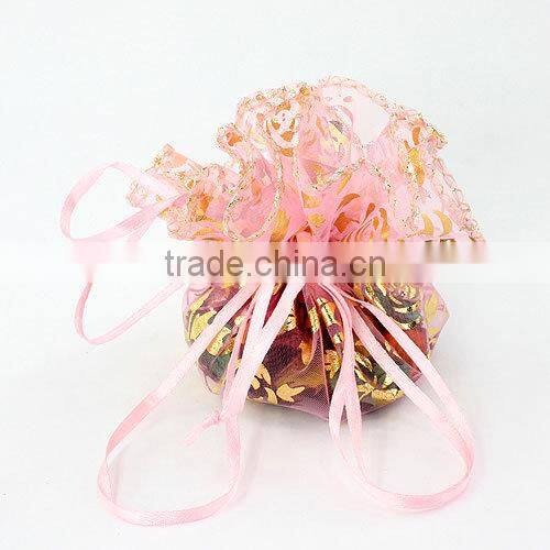 unique green organza candy bag with ribbon